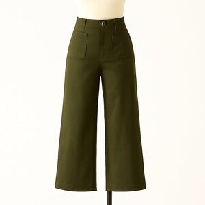Anthropologie Maeve The Colette Magic Fabric Crop Wide-Leg Pants Green Sz 33 NEW